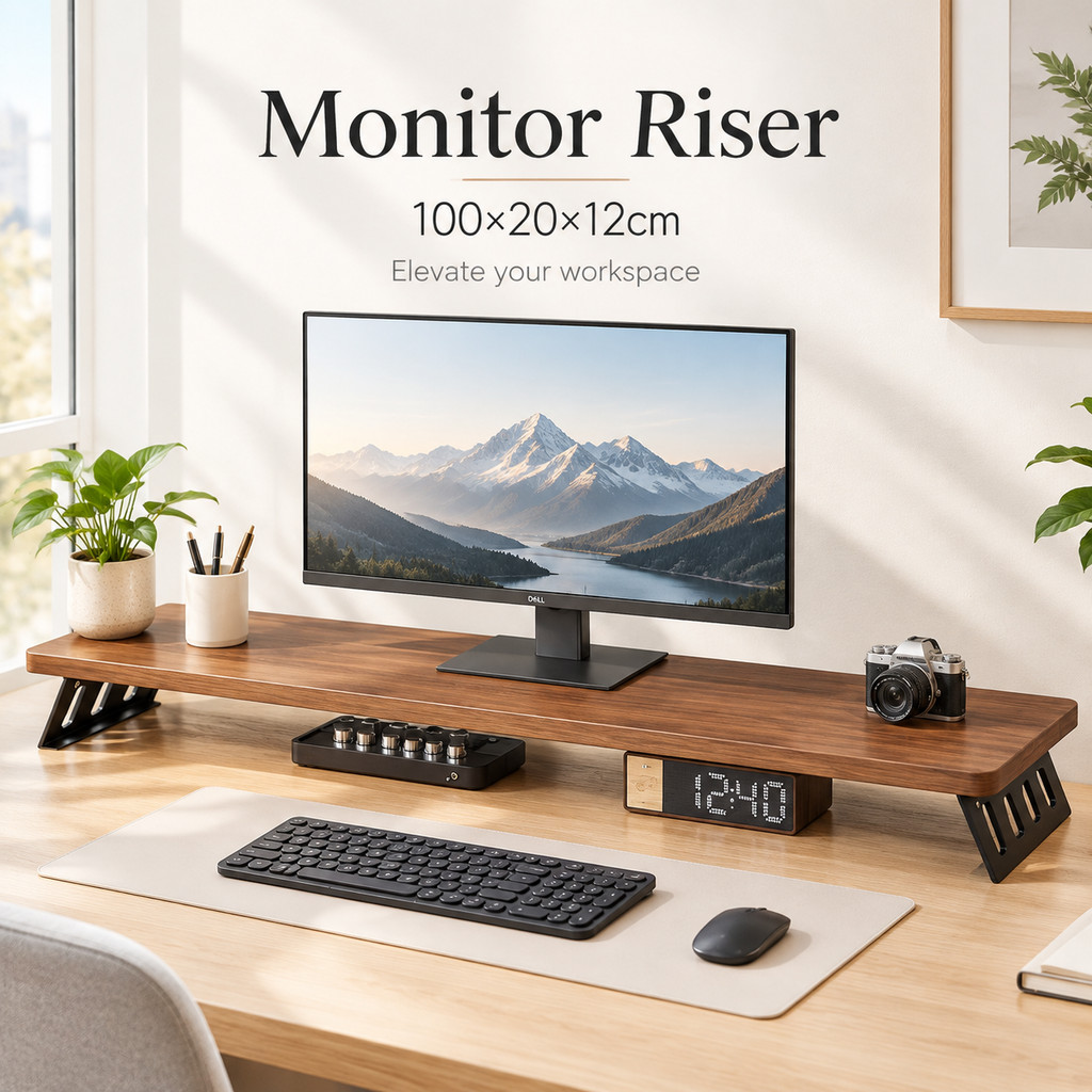 [SG Stock] 100cm Extra Long Monitor Riser Wooden Desk Shelf Dual ...