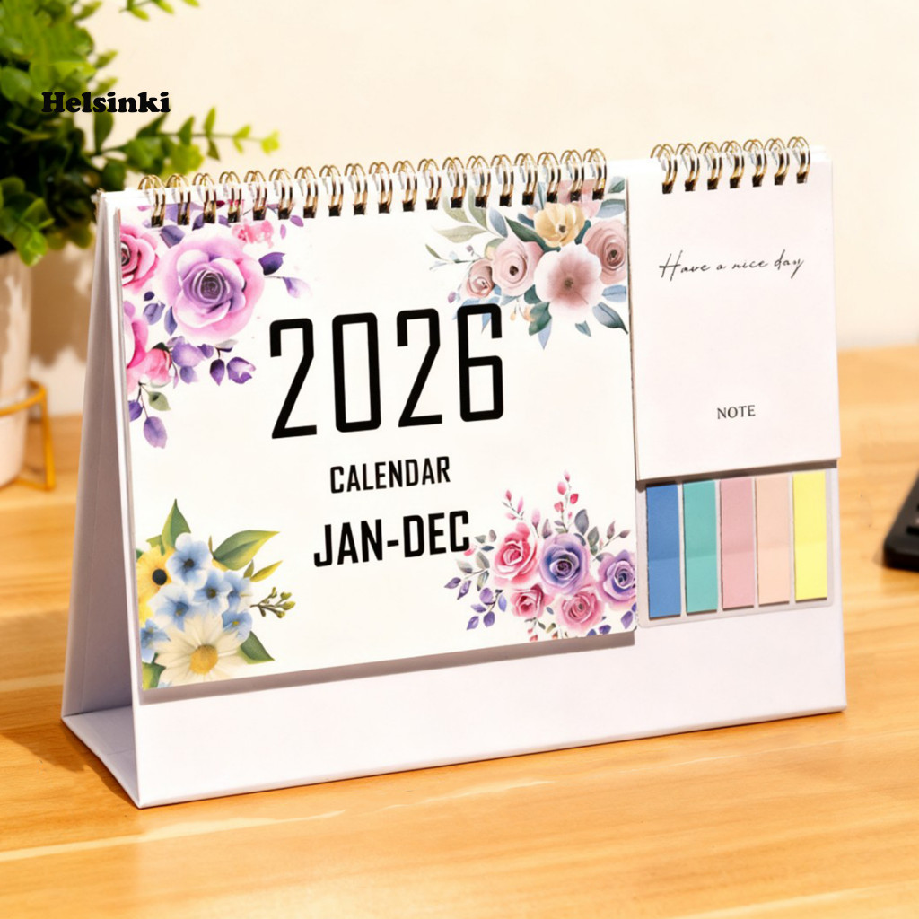 HLS Compact Weekly Scheduler 2026 Desk Calendar with Sticky Notes Small ...
