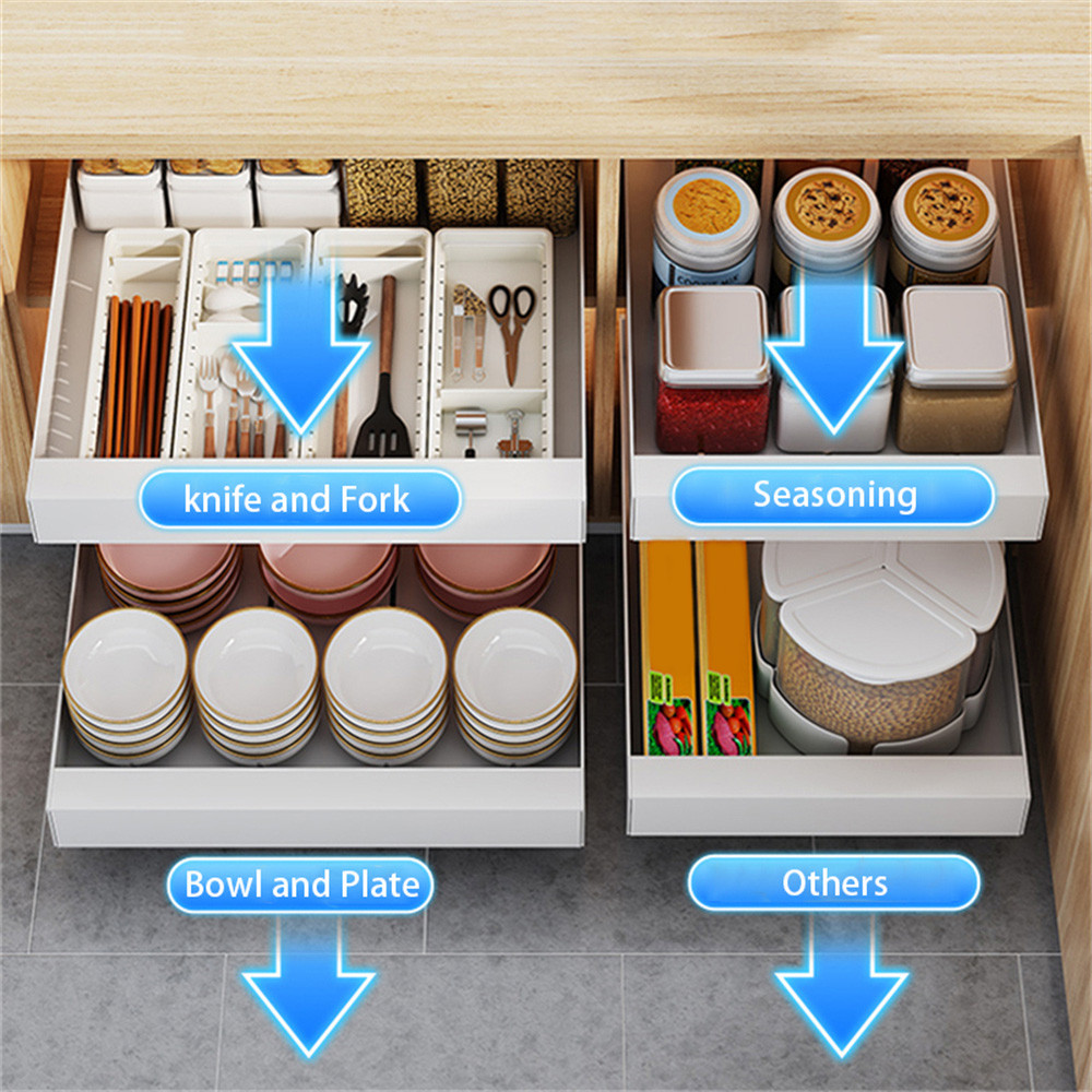 pc Pull-Out Type Cabinet Organizer, Punch-free Season Dish And Bowl ...