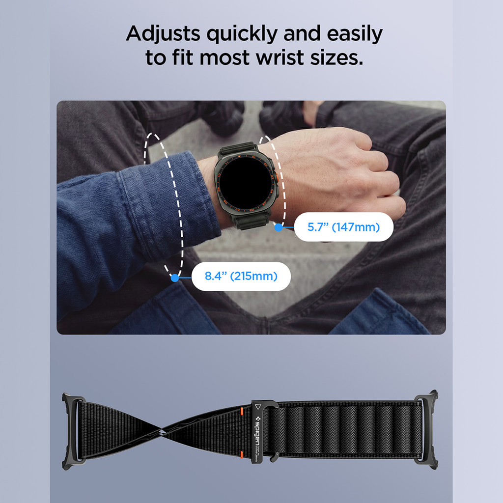SPIGEN Strap for Samsung Galaxy Watch Ultra 2 47mm WBF1 Nylon Fabric Black Band - Gambar 4