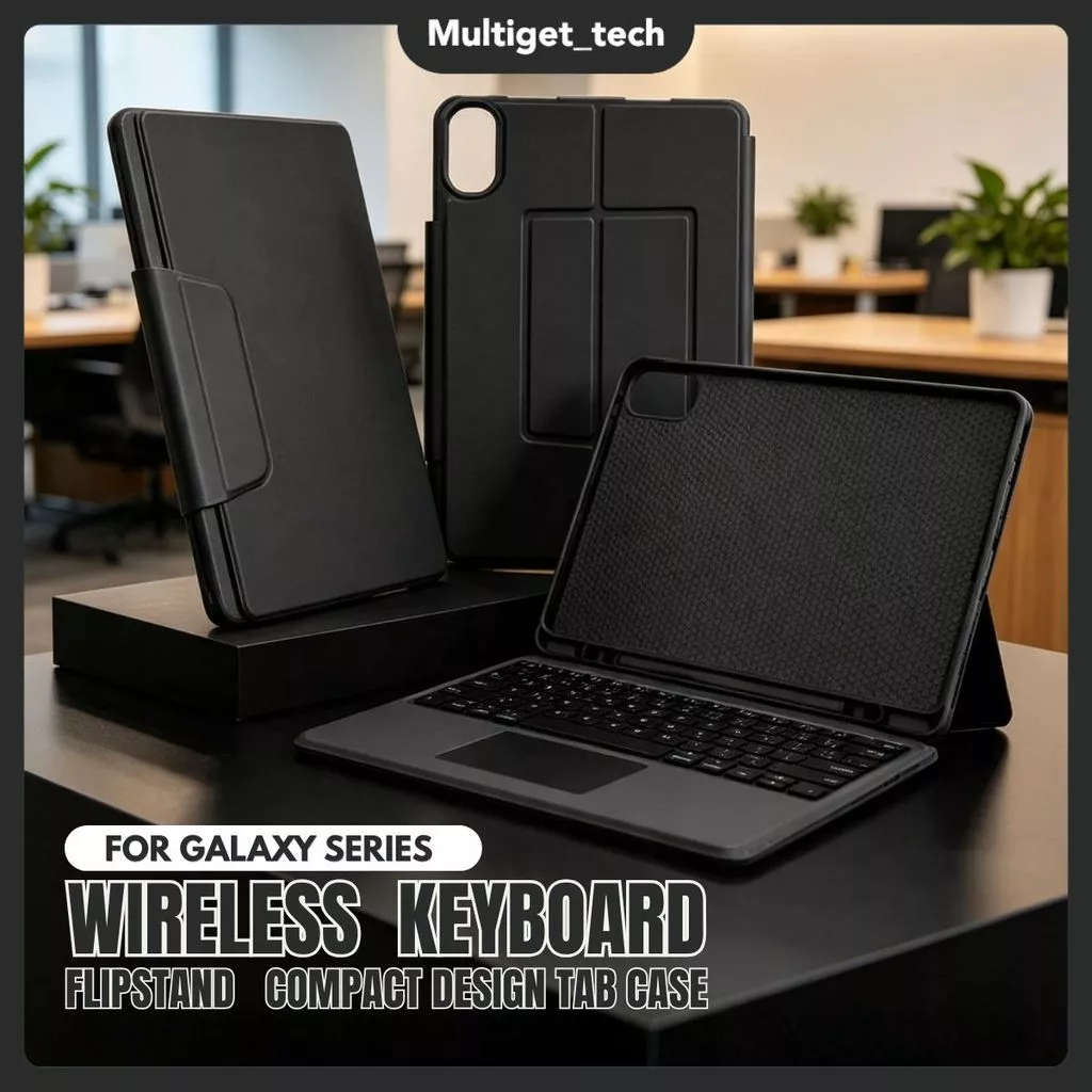 Keyboard Case Bluetooth Folio Tab Samsung Galaxy Tab A9+ / S9 / S10 / Plus + Touchpad Magnetik Flip Stand Cover