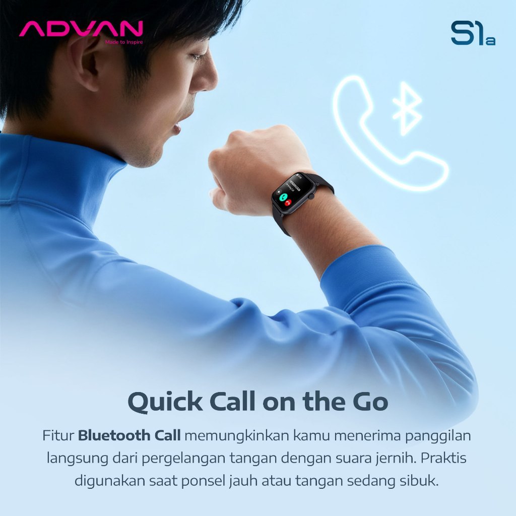 ADVAN Smartwatch S1A / S1-A IPS Display 1.83" Touchscreen Waterproof IP68 Bluetooth Call Health Monitoring - Gambar 3