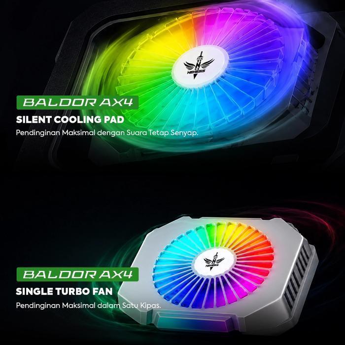 NEMESIS BALDOR AX4 / AX-4 Cooling Pad Gaming Laptop RGB Fan Cooler High Speed with Adjustable Height - Gambar 4