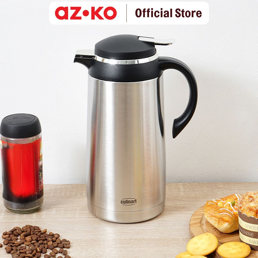 AZKO Culinart Teko Vacuum Flask Stainless Steel 1.9 Liter - Hitam Termos Jug Termos Insulated Server Flask Jug - Gambar 2