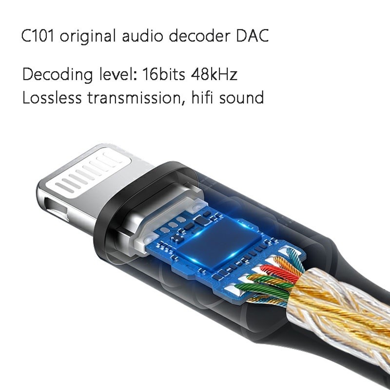 JCALLY JM08L / JM-08L / JM 08 L Kabel Audio Iphone CONVERTER + Dongle DAC Lightning to Jack 3.5mm MFi Lightning Audio Converter Adapter 3,5mm Jack - Gambar 4