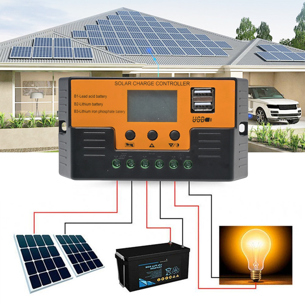 Solar Controller 12v 11.1v 12.8v with LCD Display USB Port Timer ...