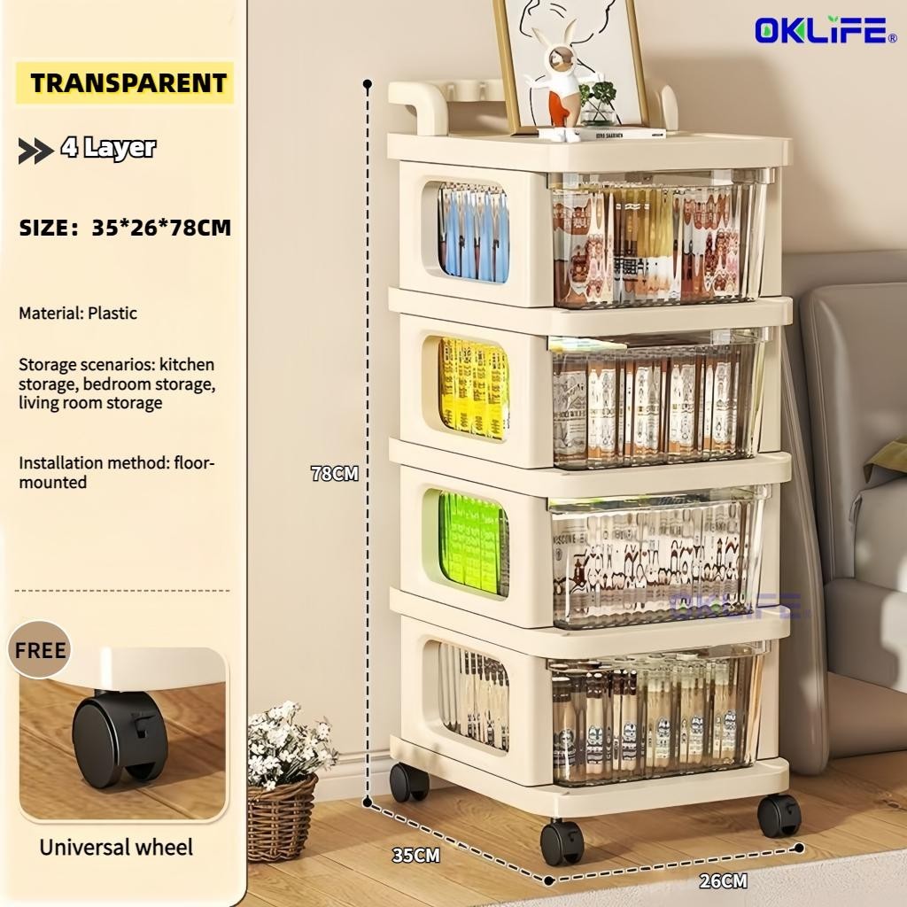 Rolling Cart Rust Proof Mobile Trolley Kids Snack Storage Cabinet Floor Organizer HDB Condo Home Storage Rack view 12
