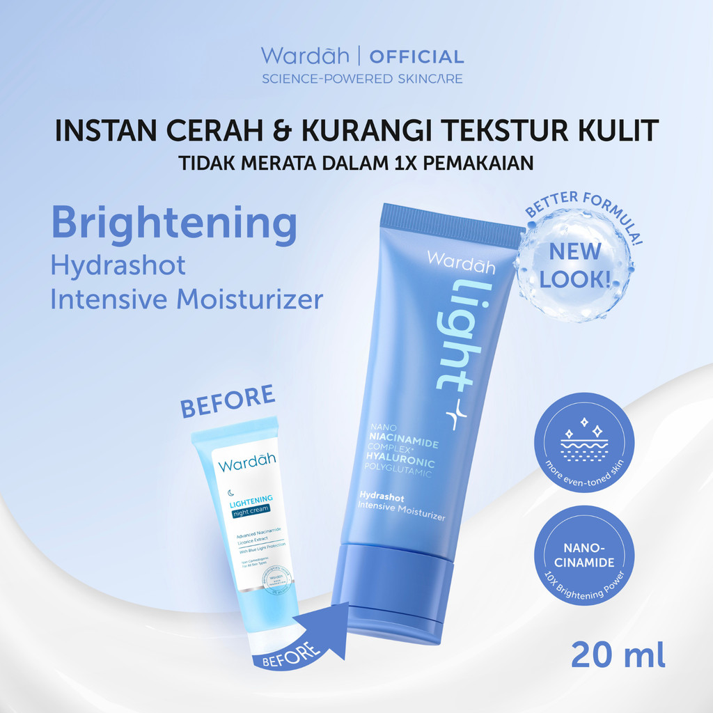 Wardah Lightplus Paket 2 pcs Day & Night Moisturzier 30 g - Glowshot Day Moisturizer, Intensive Moisturizer - Mencerahkan, Menjaga Skin Barrier, Menempelkan Makeup, Mengurangi Kemerahan, Menghidrasi Kulit, Lightening - Skincare - Gambar 3
