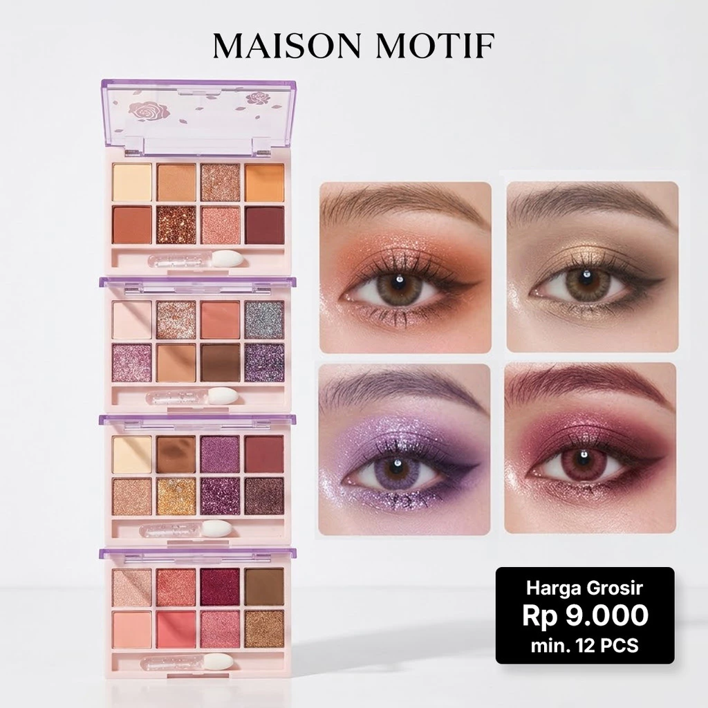 GROSIR 12 Pcs Eyeshadow Palette 8 Warna Matte Shimmer Glitter High Pigment Tahan Lama 290 5232