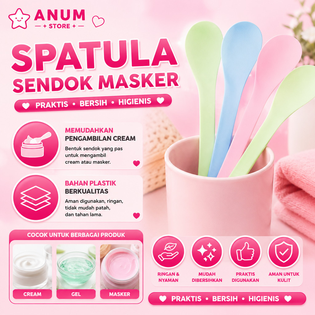 1PCS Spatula Sendok Cream Masker Alat Perawatan Wajah Pengaduk Mask Warna Pastel Serbaguna A283