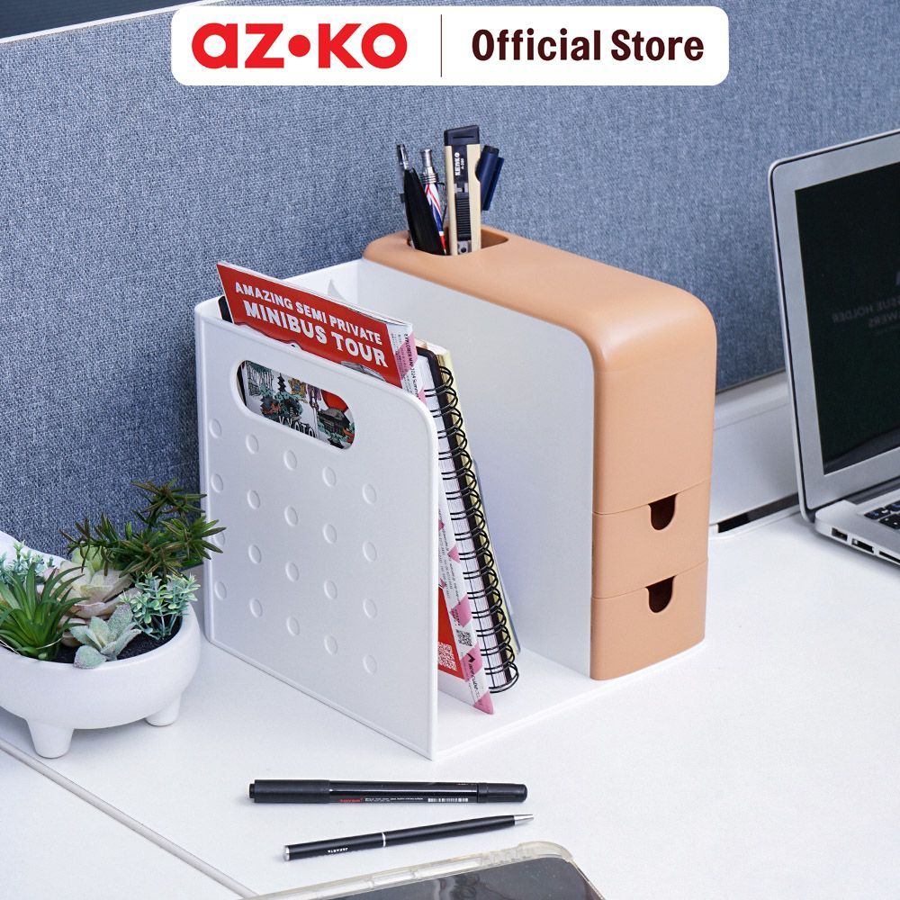 AZKO Stora Wabi Sabi Organizer Meja Dengan Laci Penyimpanan - Mix Desktop Storage Office Stationery Holder Rak Serbaguna