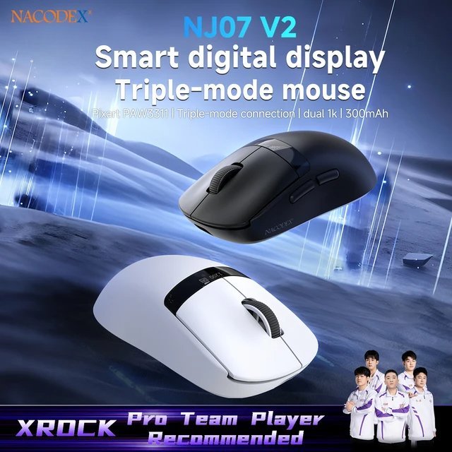 AJAZZ NJ07 / NJ-07 V2 Gaming Mouse 3in1 Connection PAW-3311 LED Digital Display - Gambar 2