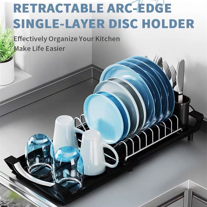 Expandable Dish Rack Black, Kitchen Racks Drying Rack, Dish Drainer ...
