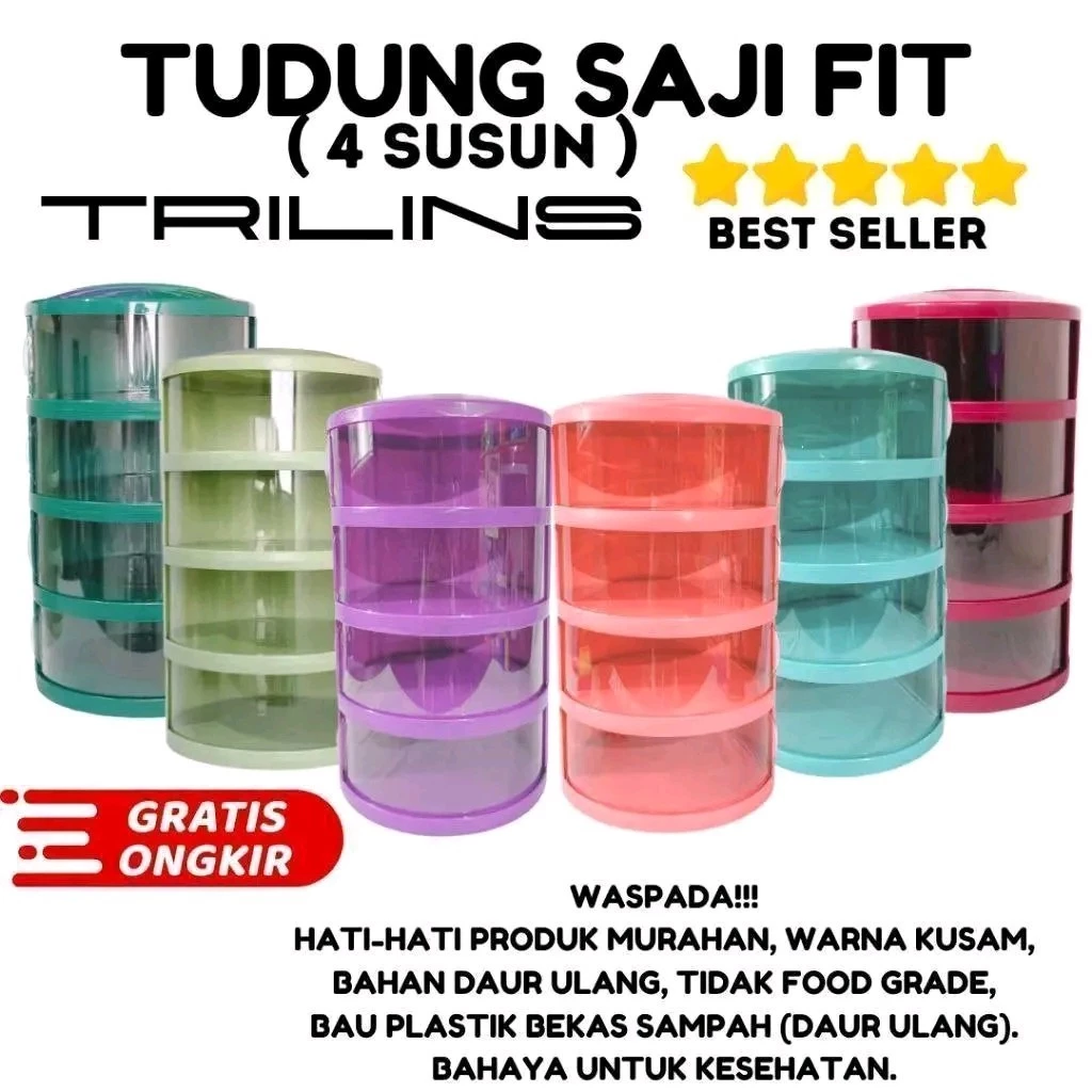 TRILINS TUDUNG SAJI 4 SUSUN TEMPAT PENYIMPANAN MAKANAN - Gambar 2