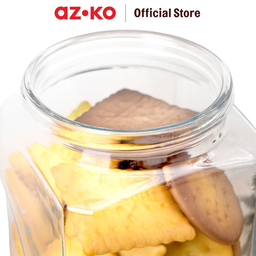 AZKO Culinart Stoples Kaca Transparan Toples Jar Food Container Setoples Wadah Penyimpanan Kedap Udara - Gambar 3