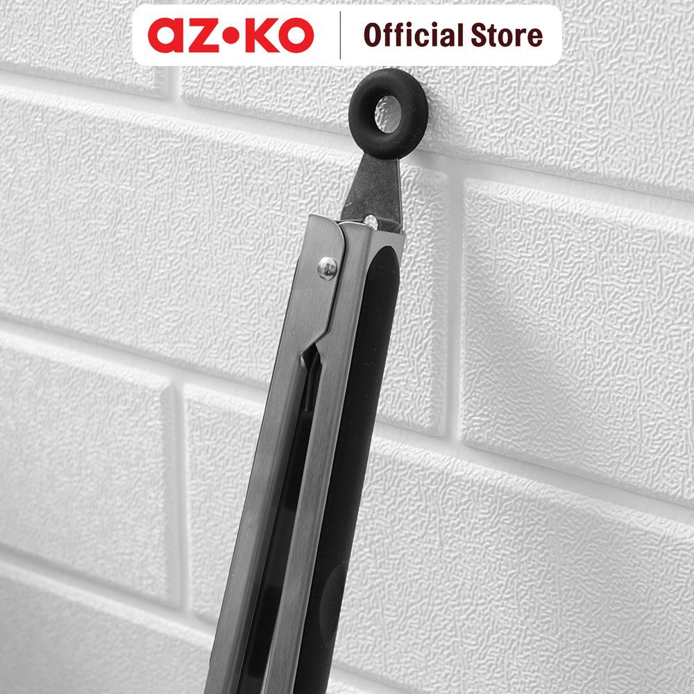 AZKO Culinart 23 cm Penjepit Makanan Stainless Steel 430 - Silver/Hitam TongsCapitan Makanan Serbaguna Alat Penjepit Gorengan Food Grade Peralatan Masak Perlengkapan Dapur - Gambar 4