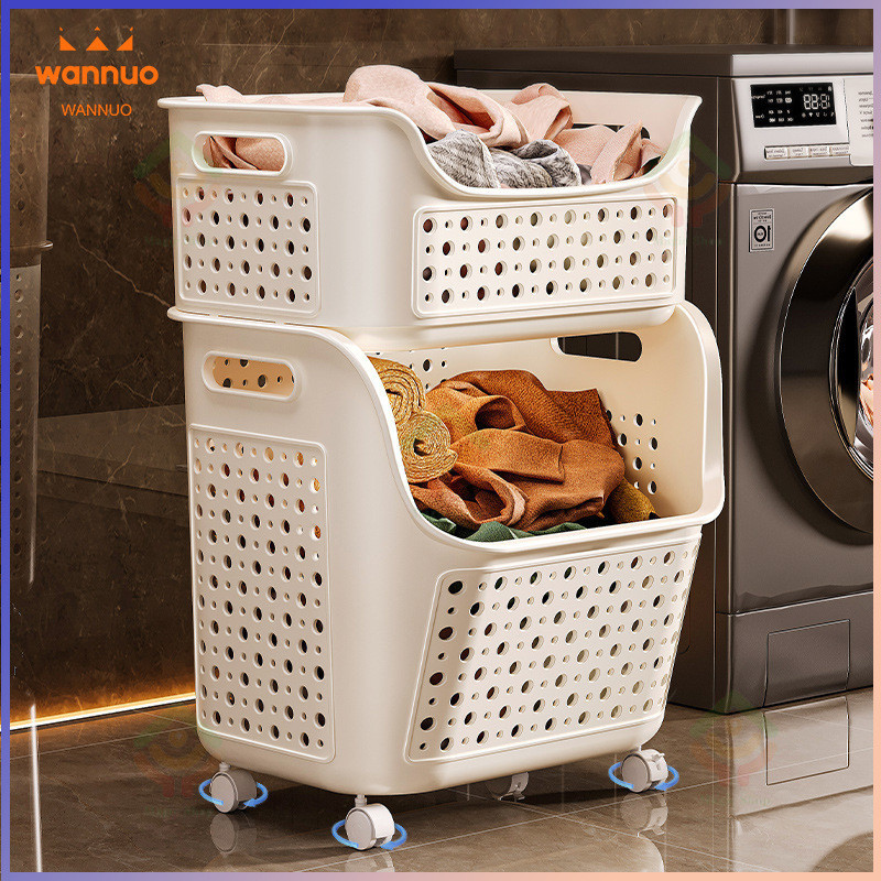 Dirty Laundry Basket Household Laundry Hamper Stackable Double Layer ...