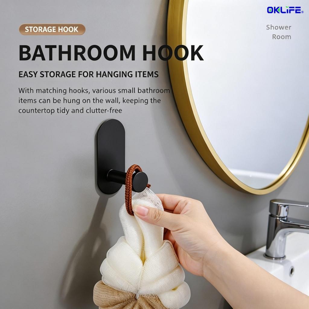 Self‑Adhesive Bathroom Hardware No Drill Towel Bar Paper Holder Towel Ring Hook Home Bathroom Supply view 5