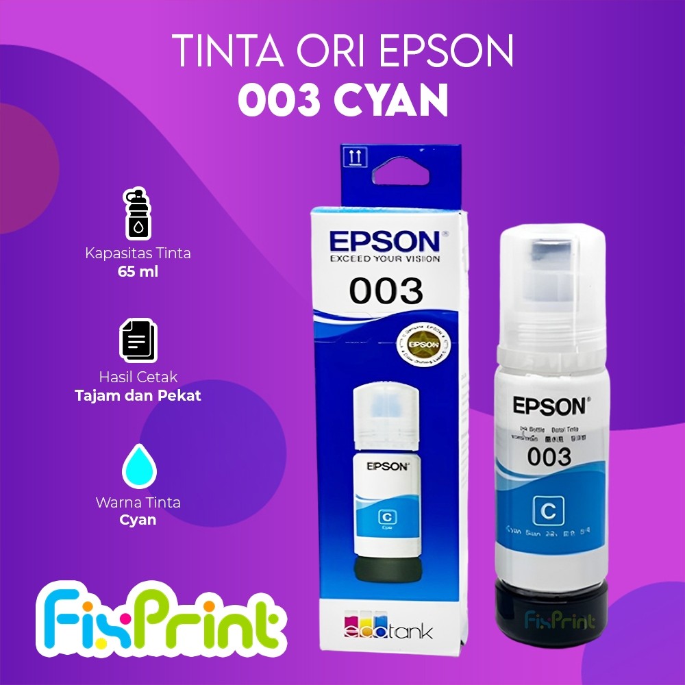 FixPrint Tinta Printer Isi Ulang Epson 003 Black Cyan Magenta Yellow - Original - Gambar 4