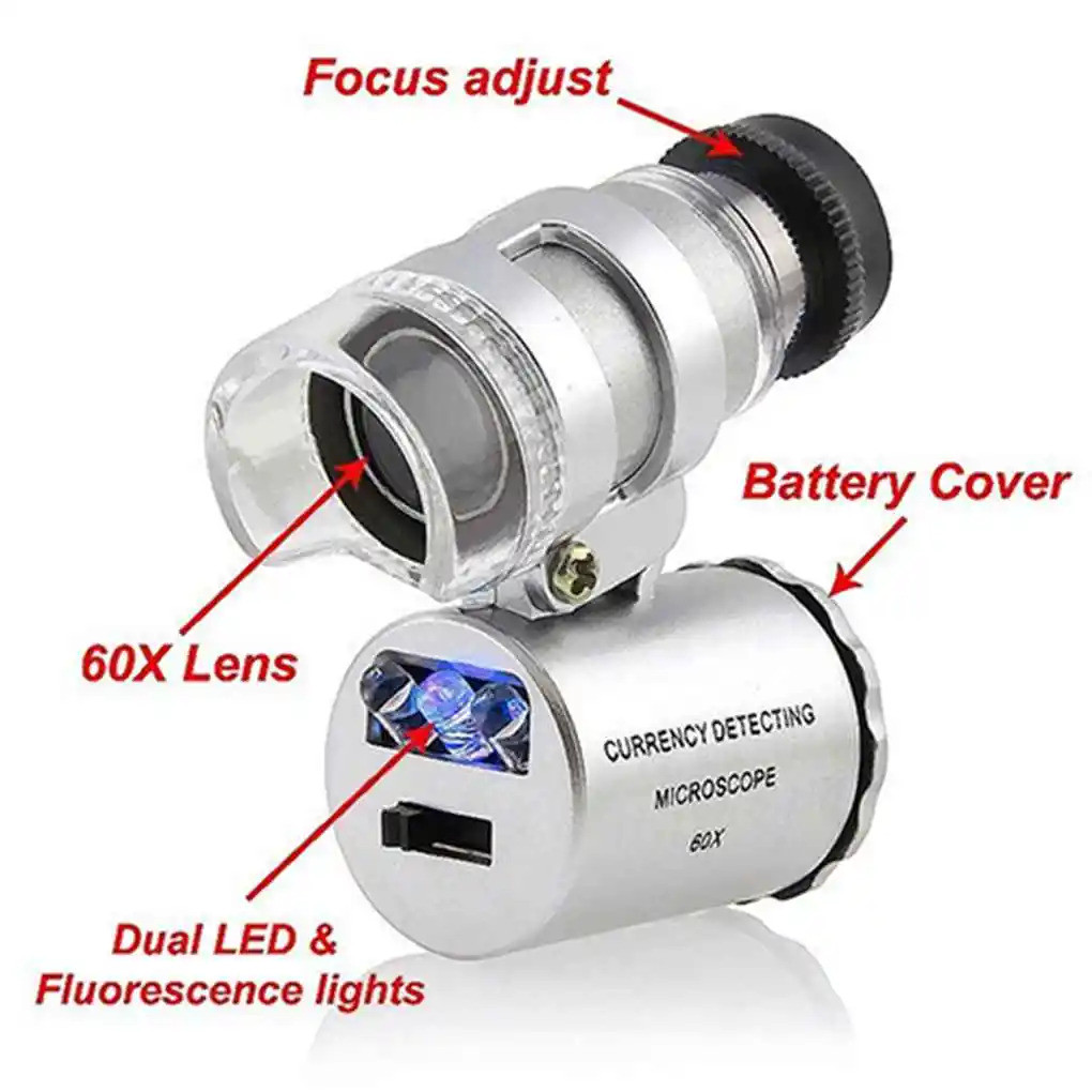 Hand Held Focus Adjustable Magnifying Glass Mini Microscope Money Coin ...