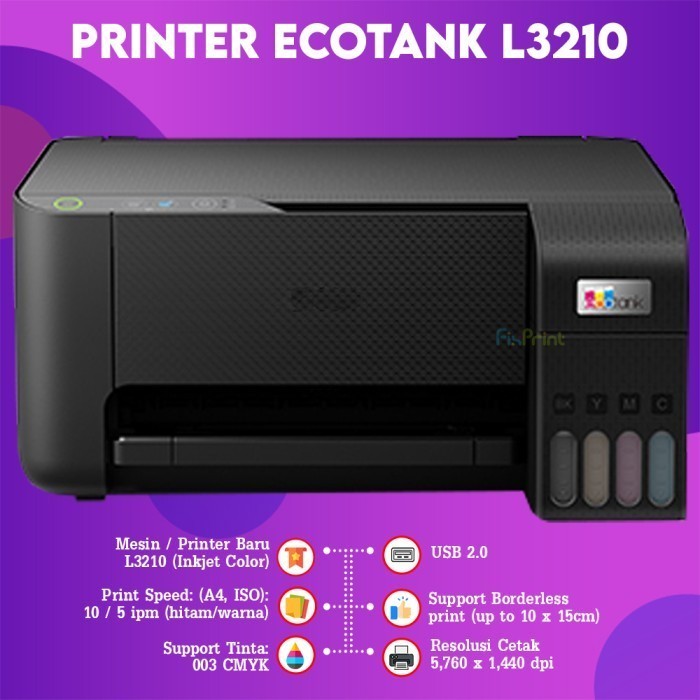 FixPrint Printer Epson L3210 L3211 Hitam All in One Warna Infus Modif Ink tank Pabrik RESMI / L121 L121 Print Only InkTank A4
