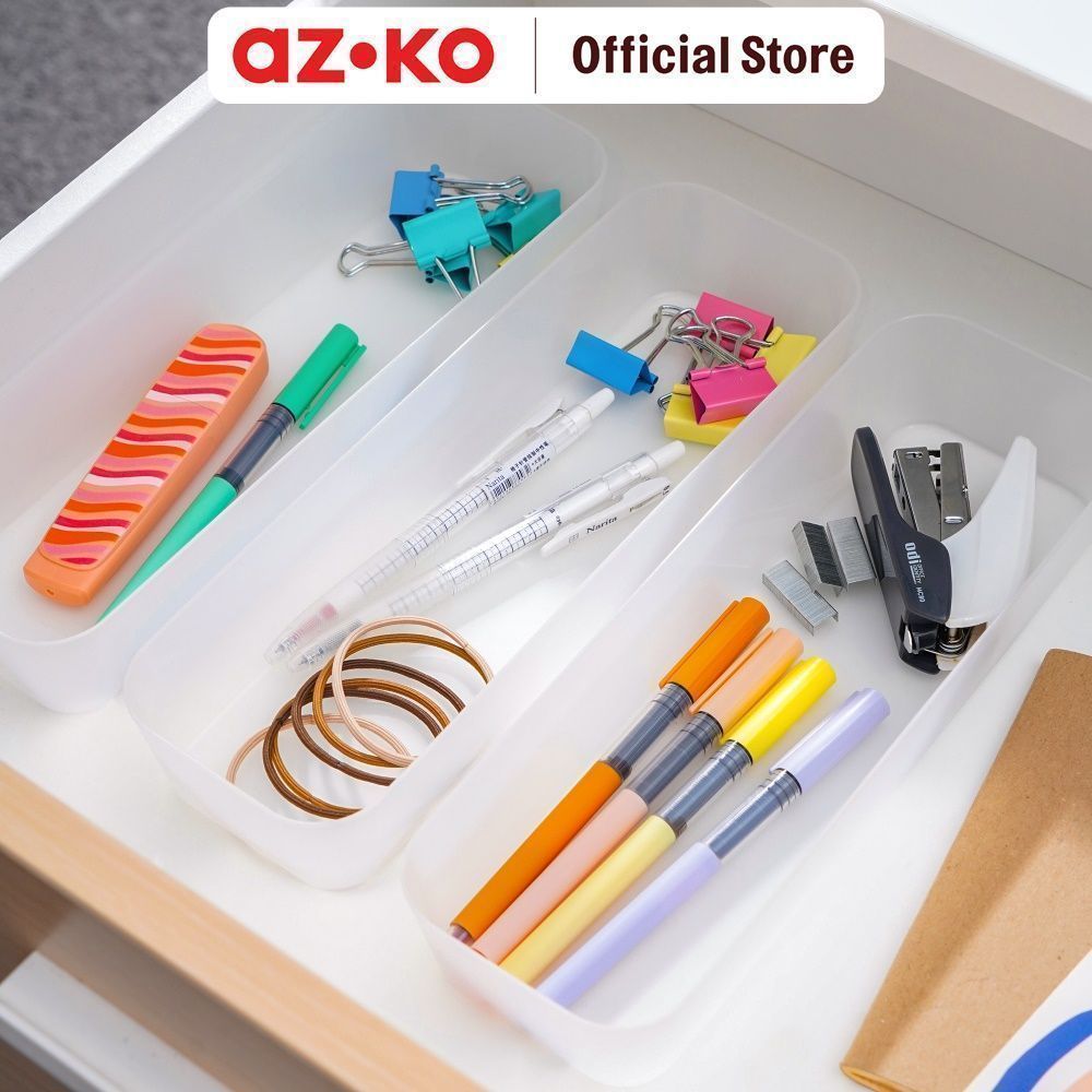 AZKO Stora Organizer Laci 26x8.5x4.5 cm Set 3 pcs Pembagi Laci Sekat Drawer Organizer Tray Laci - Gambar 4