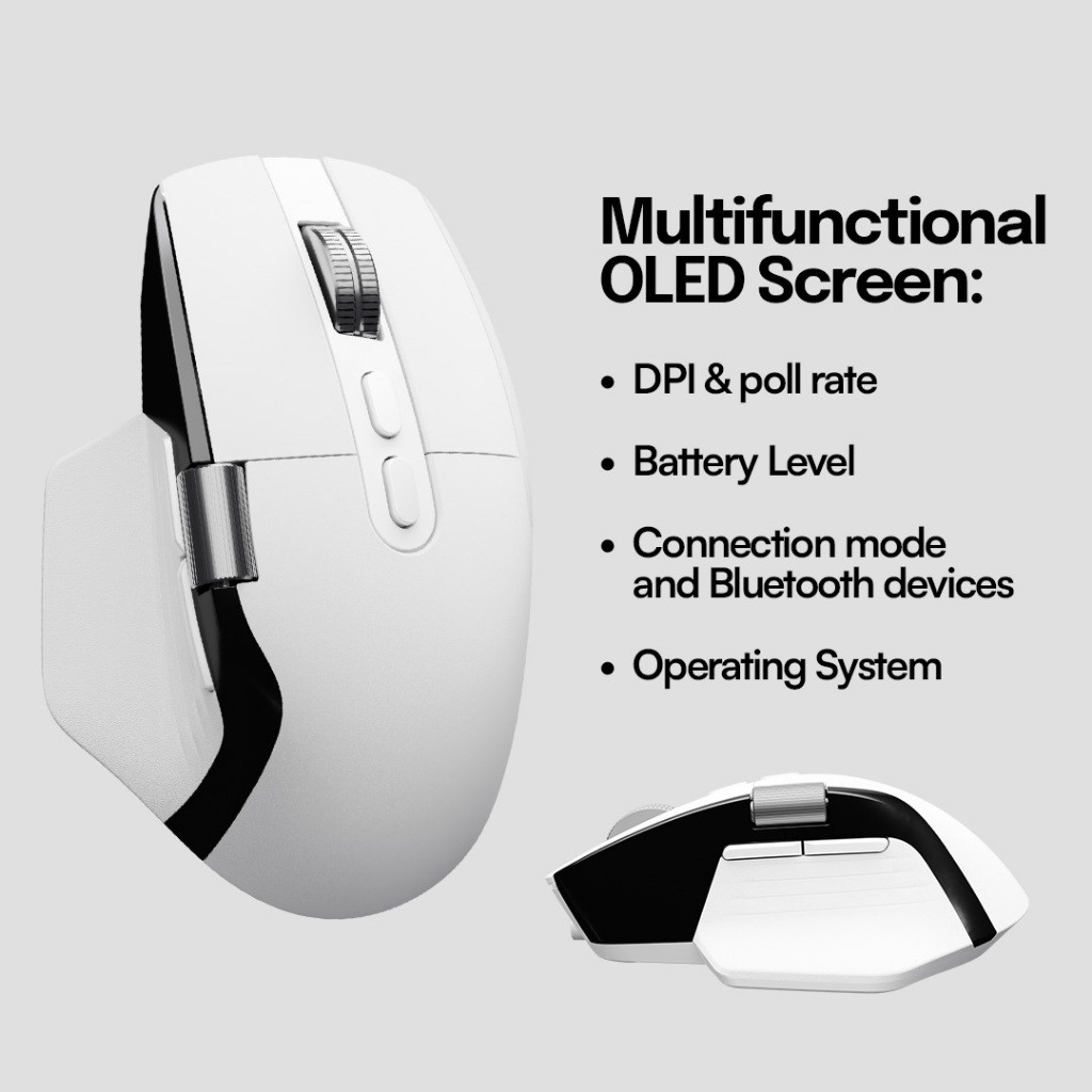 Press Play Airkeys Ergonomic Mouse 3in1 Connection with LED Display M1 - Gambar 4