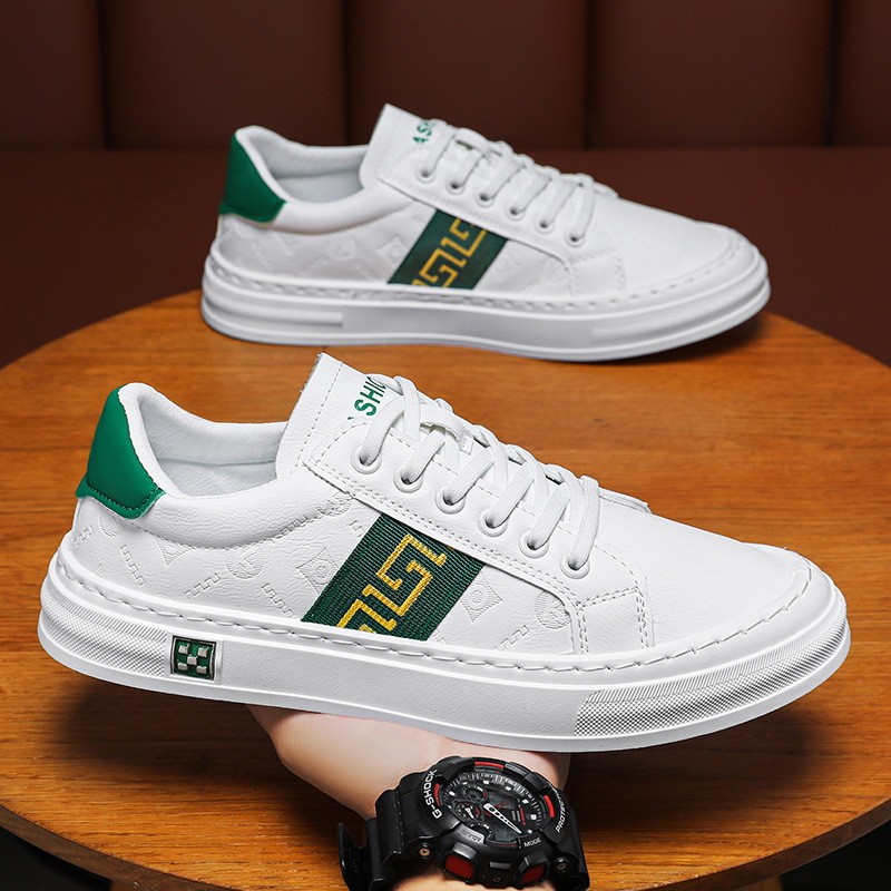 Trendy Men s Shoes Breathable Low Top Men s White Shoes Trendy Sports 