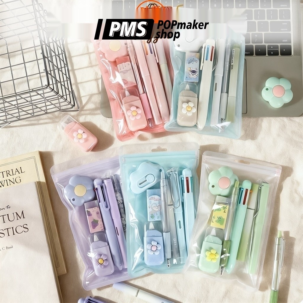 PoPmaker shop alat tulis sekolah anak lengkap warna cerah ringan tahan lama praktis untuk belajar harian hadiah H1042 COD - Gambar 2
