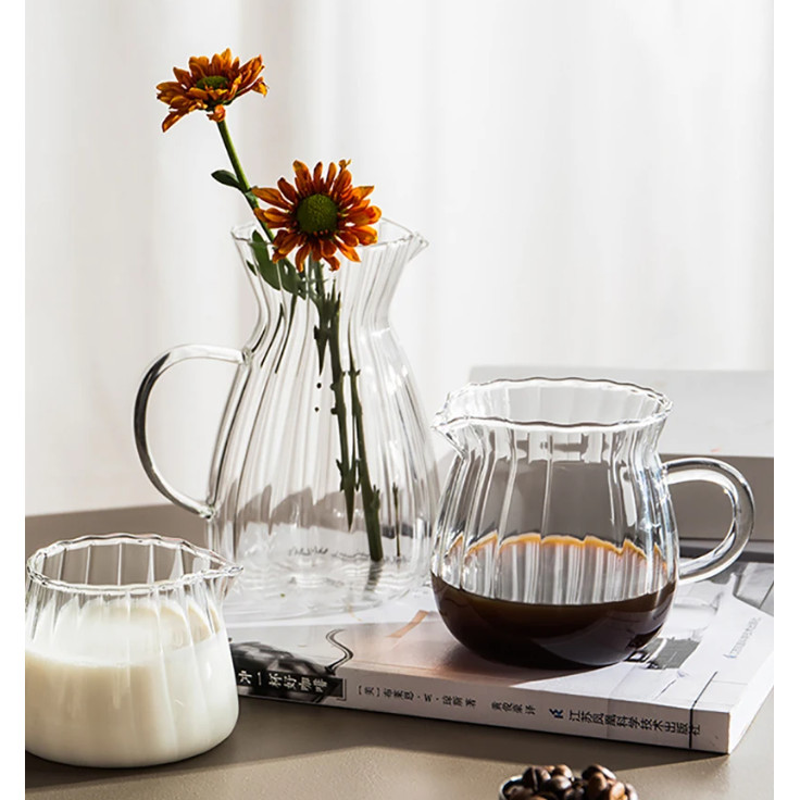 AKIEMSTR YWDL Teko Teh Pitcher Kaca Borosilikat Tahan Panas Kopi Milk Jug 370ml - YD1 - Gambar 4