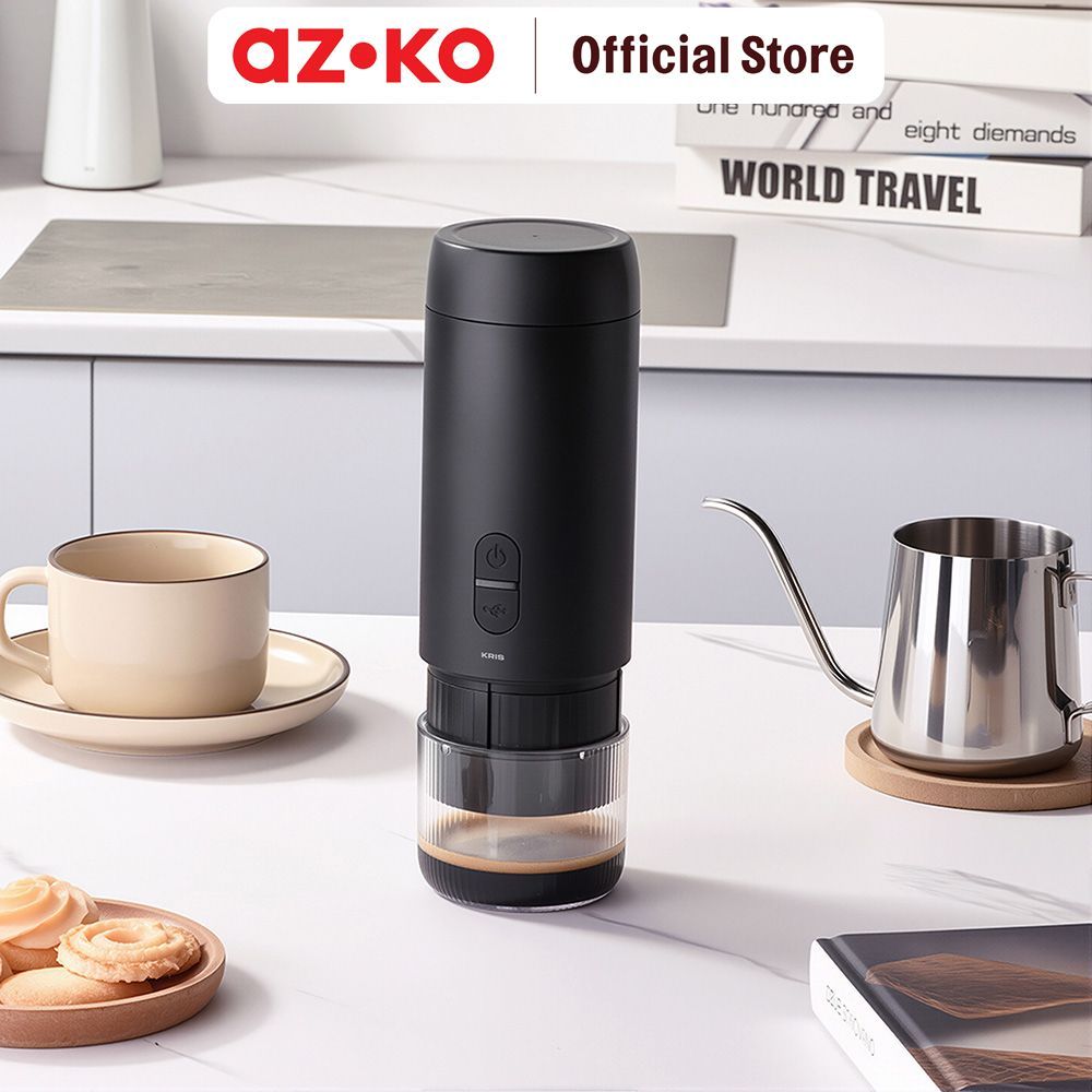 AZKO Kris Coffee Maker Espresso Portable Rechargeable 90 ml - Hitam Mesin Kopi Pembuat Kopi Coffee Machine Alat Seduh Elektrik