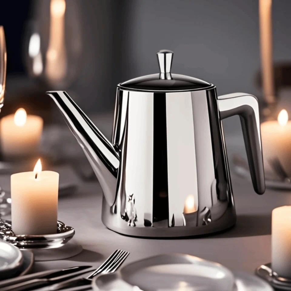 2 in 1 Stainless Steel Long Spout Teapot Large Capacity with Filter Hotel Teapot Rustproof Mirrorlike Flower Tea Pot - Gambar 3