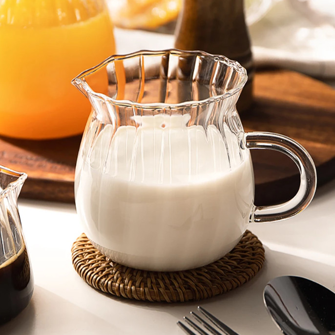 AKIEMSTR YWDL Teko Teh Pitcher Kaca Borosilikat Tahan Panas Kopi Milk Jug 370ml - YD1