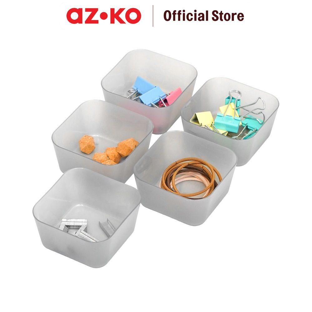 AZKO Stora Organizer Laci 8.3x8.3x4.5 cm Set 5 pcs - Abu-Abu Pembagi Laci Sekat Drawer Organizer Tray Laci - Gambar 2
