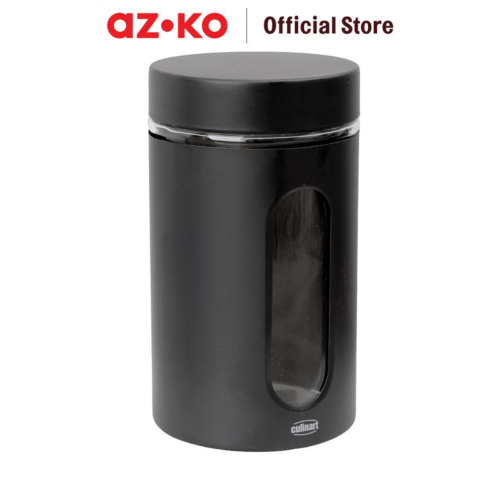 AZKO Culinart Cany Stoples Kaca 950 ml - Hitam Toples Jar Food Container Setoples Wadah Penyimpanan Kedap Udara - Gambar 2