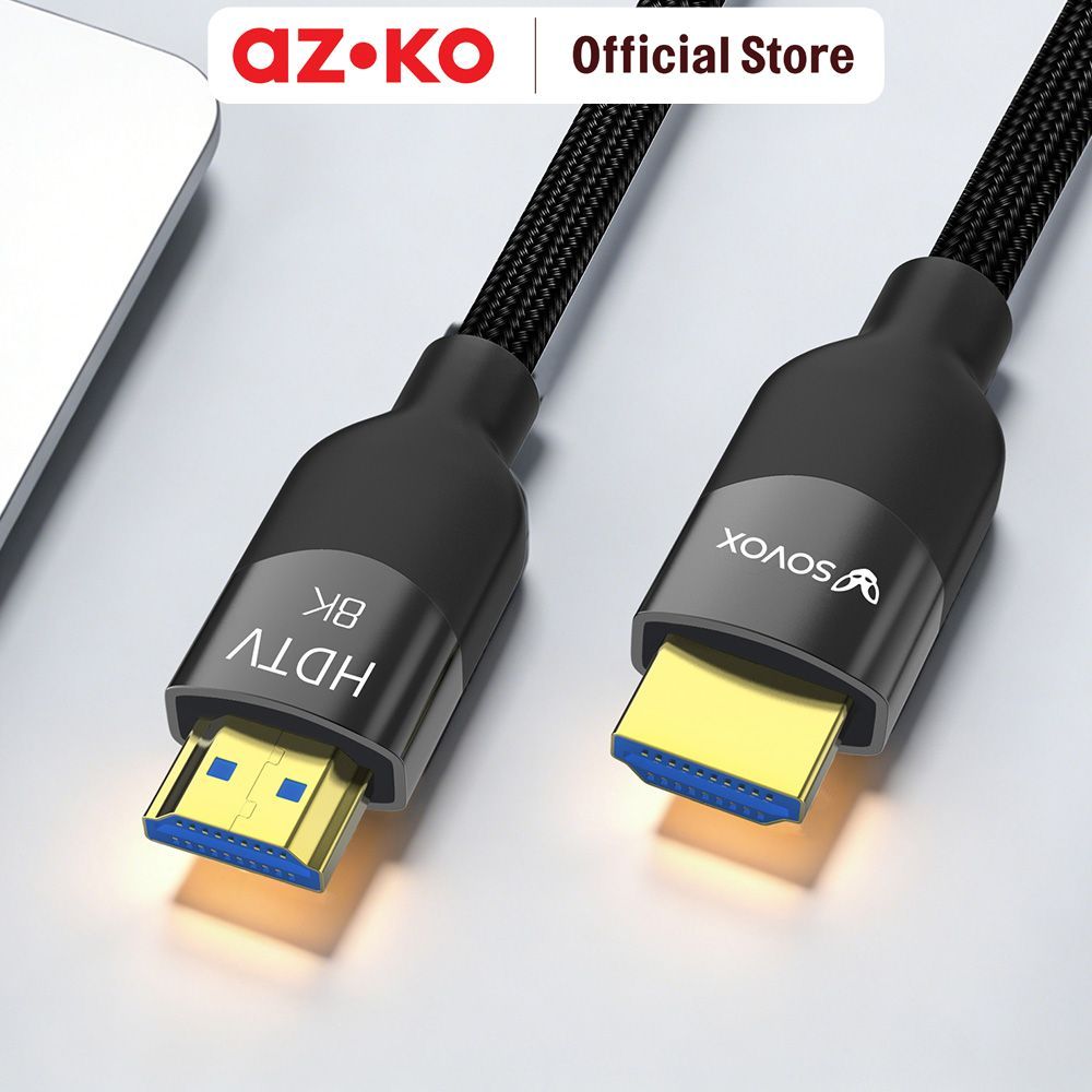 AZKO Sovox Kabel HDMI Premium 8K 2 Meter - Hitam Video Connector Sambungan Monitor Kabel Display Audio Visual - Gambar 3