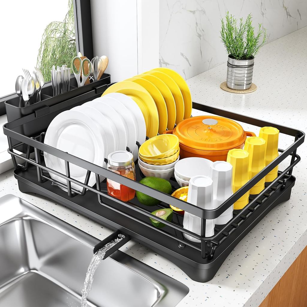SNTD Kitchen Counter Dish Drying Rack - Large Dish Rack with Drain ...