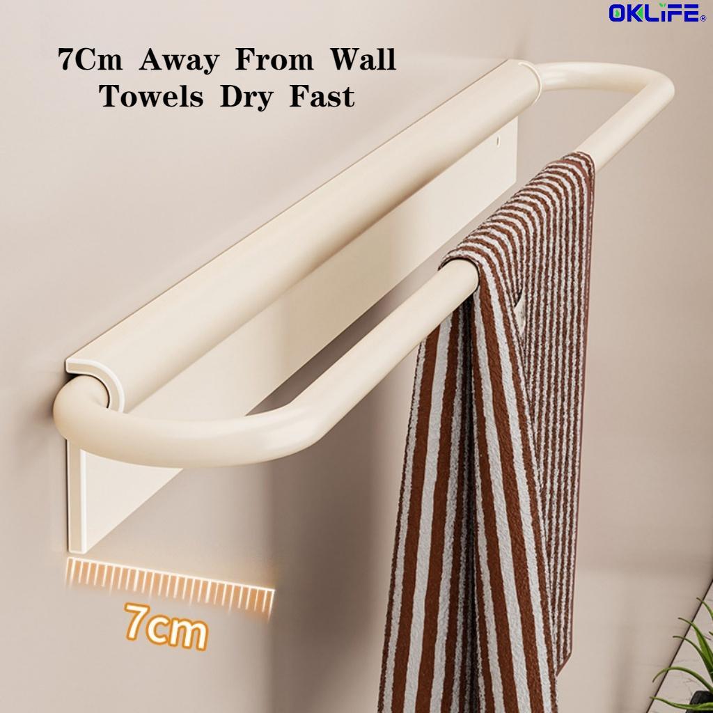No Drilling Wall Mount Towel Bar Multi-Functional Towel Rack Slipper Storage Rack For Washroom view 3