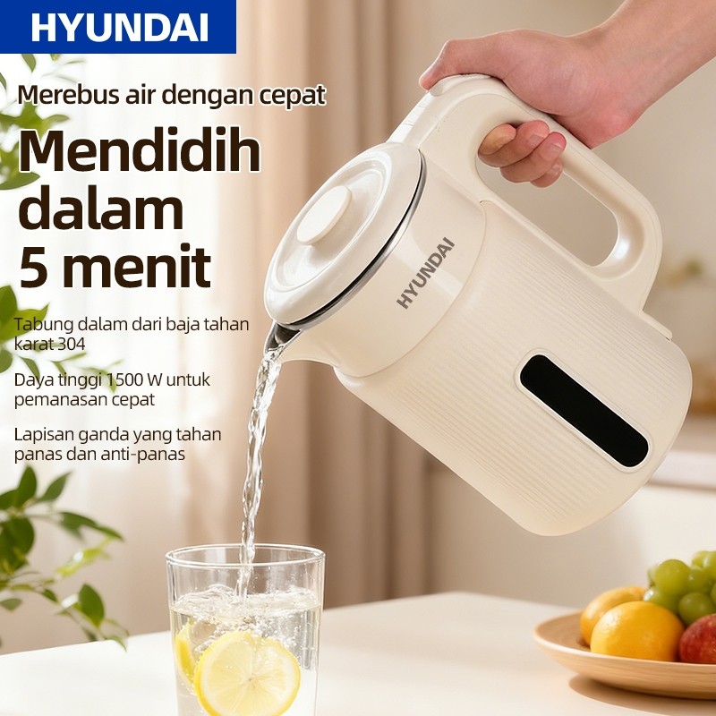HYUNDAI teko listrik tekoeh jug 304 bahan food grade kettle pemanas air 2L teapot teko air minum - Gambar 2