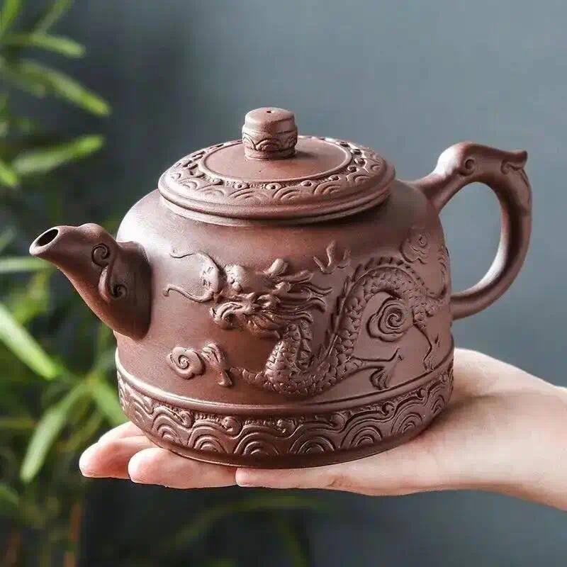 600ml Yixing Purple Clay Lucky Dragon Tea Pot Filter Teapot Sand Could Brew Puer Lapsang Souchong Qimen Black Tea Zisha Teapot - Gambar 3