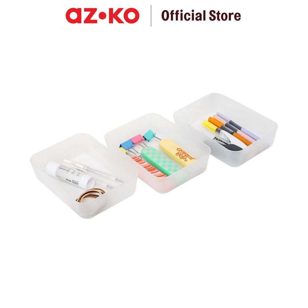 AZKO Stora Organizer Laci 18x13x4.5 cm Set 3 pcs Pembagi Laci Sekat Drawer Organizer Tray Laci - Gambar 2