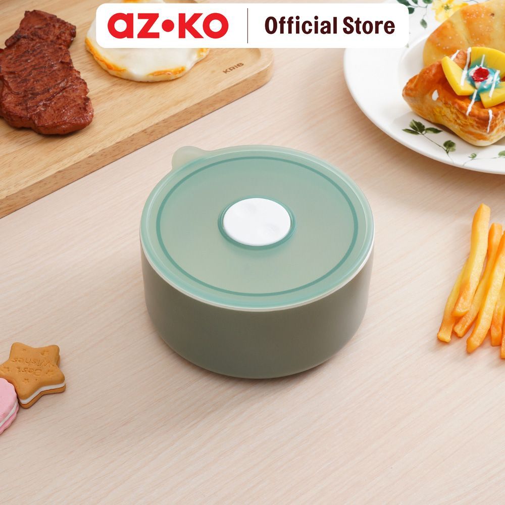 AZKO Delicia Mangkuk Keramik Bone China Dengan Tutup 13 cm - Hijau Mangkok Bowl Wadah Saji Tempat Makan Mangkok Makan - Gambar 2