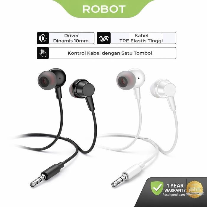 ROBOT Earphone REC 10E / RE 20E / RE 20 / RE 101S / Kabel In-Ear Kabel Type C / Jack 3.5mm Deep Bass Wired Earphone - Gambar 4