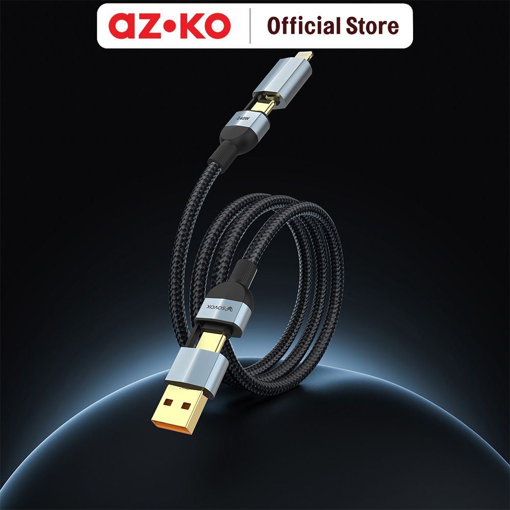 AZKO Sovox Kabel Charger 4in1 240 Watt 1.5 Meter - Hitam Charging Cable Kabel Casan USB Charger Data Cable - Gambar 2