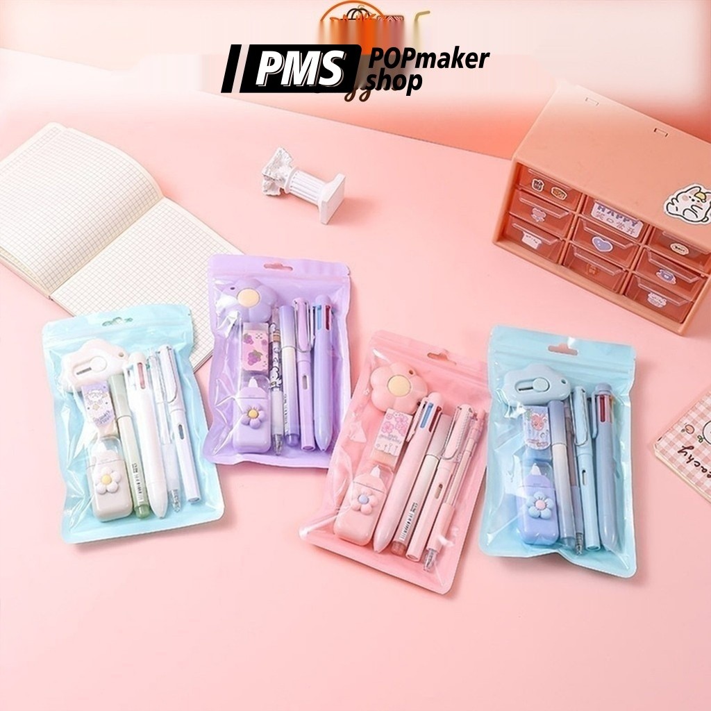 PoPmaker shop alat tulis sekolah anak lengkap warna cerah ringan tahan lama praktis untuk belajar harian hadiah H1042 COD