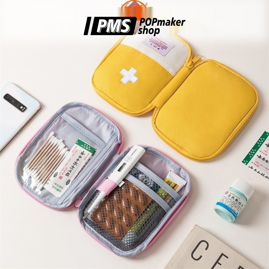 PoPmaker shop kotak obat mini p3k persegi travel pouch praktis ringkas portabel aman untuk perjalanan darurat H1066 COD - Gambar 3