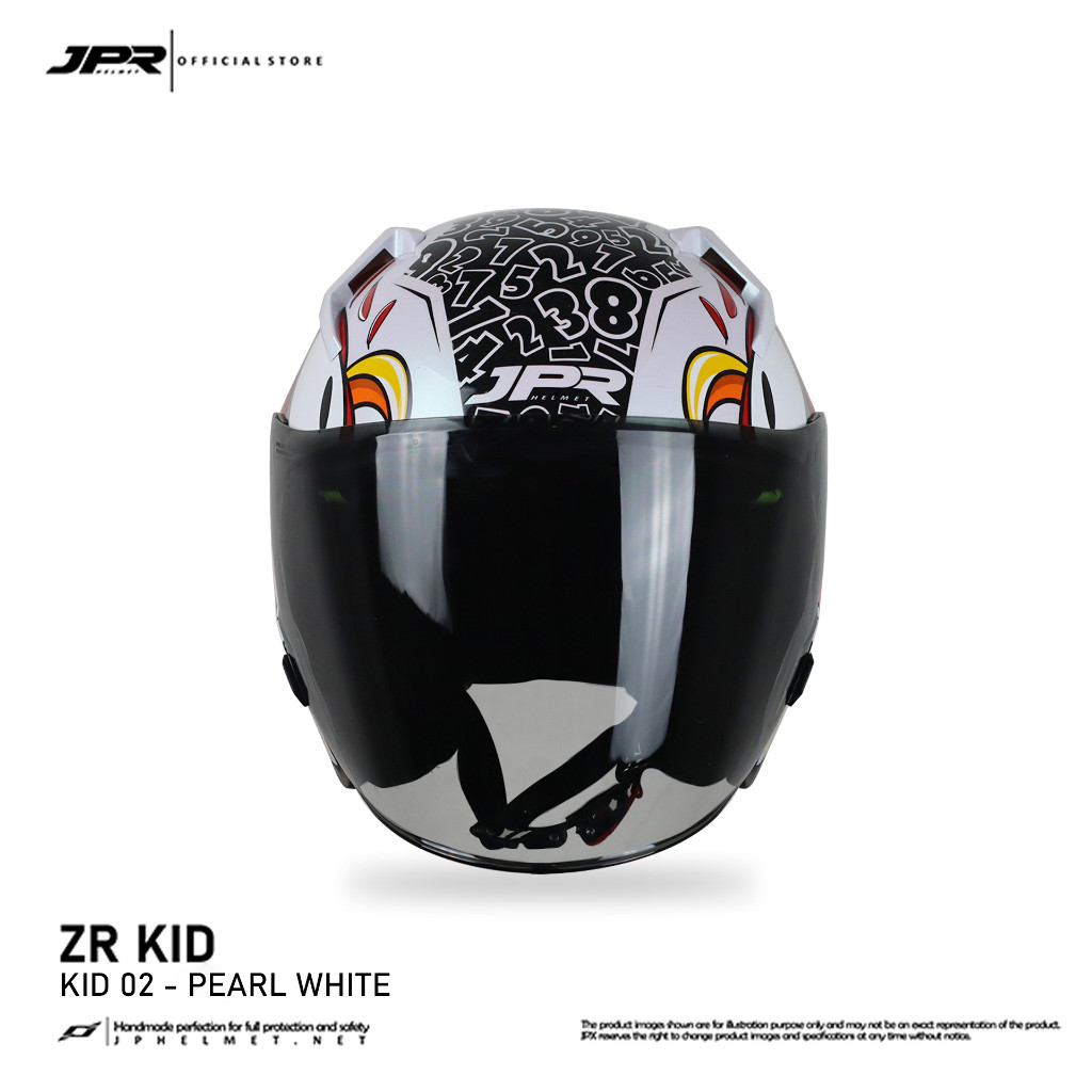 Helm Halfface JPR ZR Kidz Original Full ABS SNI - 02 Pearl White - Gambar 4