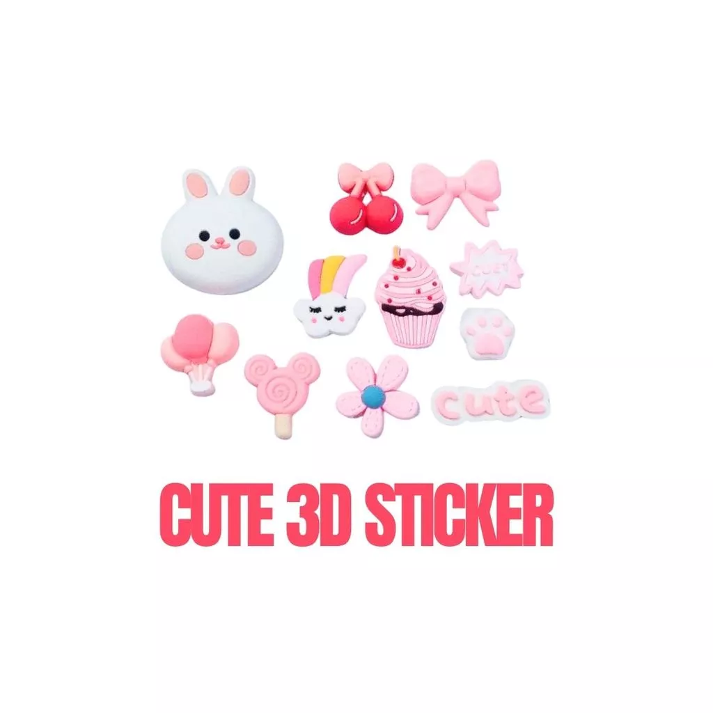 360 Leather 3D Rabbit Pink Lucu Samsung A11+ 11" S6Lite 10.4" A8 10.5" A9 8.7" A7LITE 8.7" 3D Sticker Flip Cover Rotary - Gambar 2
