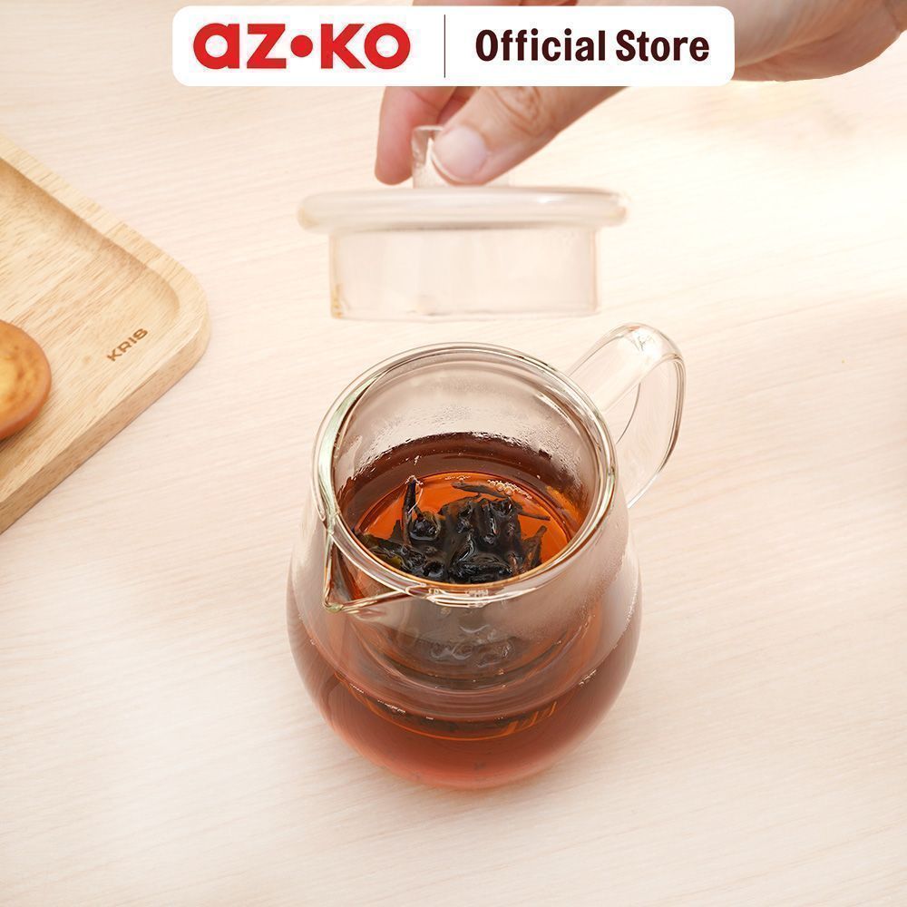 AZKO Culinart Teko Teh Kaca Borosilikat Round 600 ml Transparan Teapot Pot Teh Tea Server Teko Seduh - Gambar 3