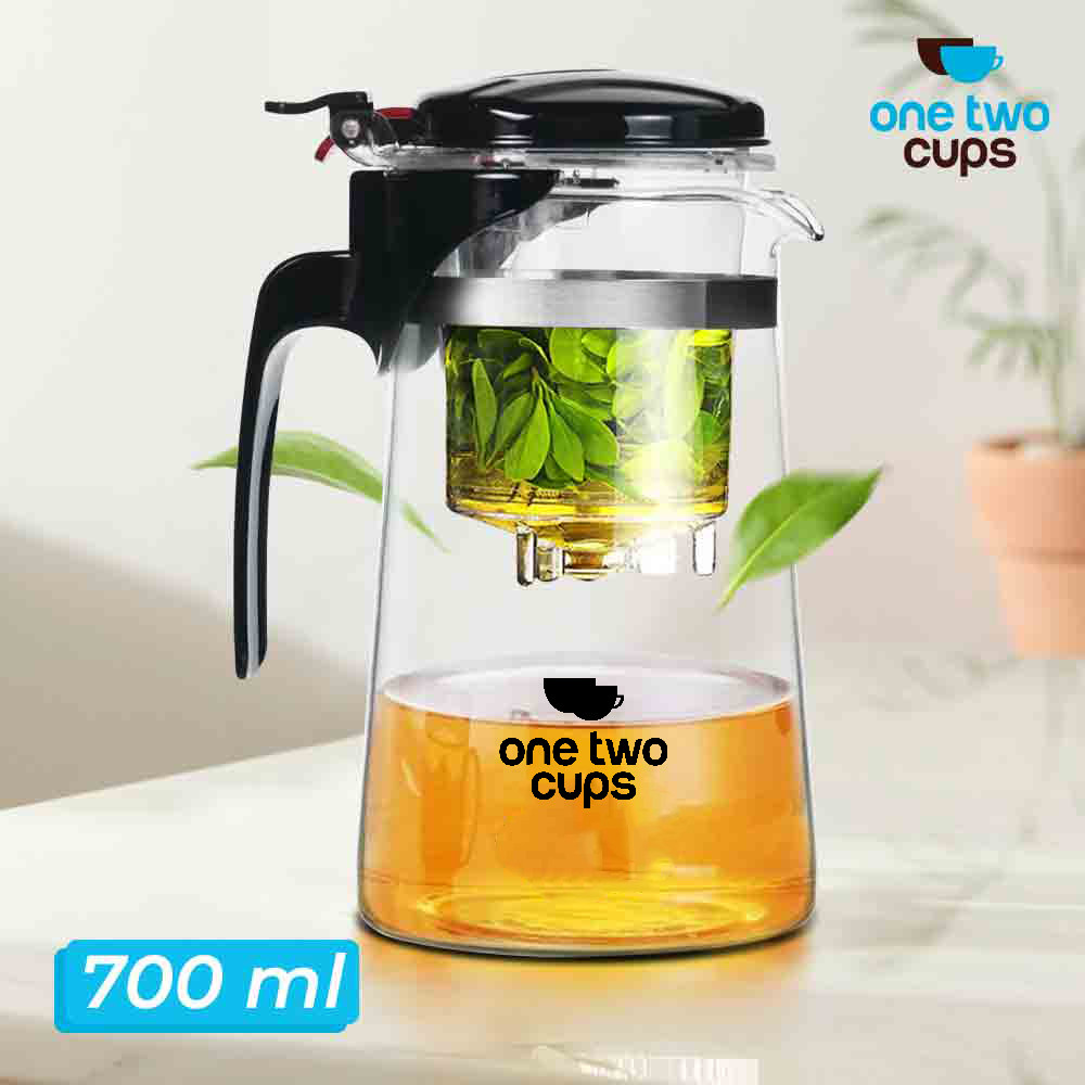 One Two Cups Teko Teh Kaca Borosilikat Saringan Tahan Panas Teapot 700ml - K1 -01